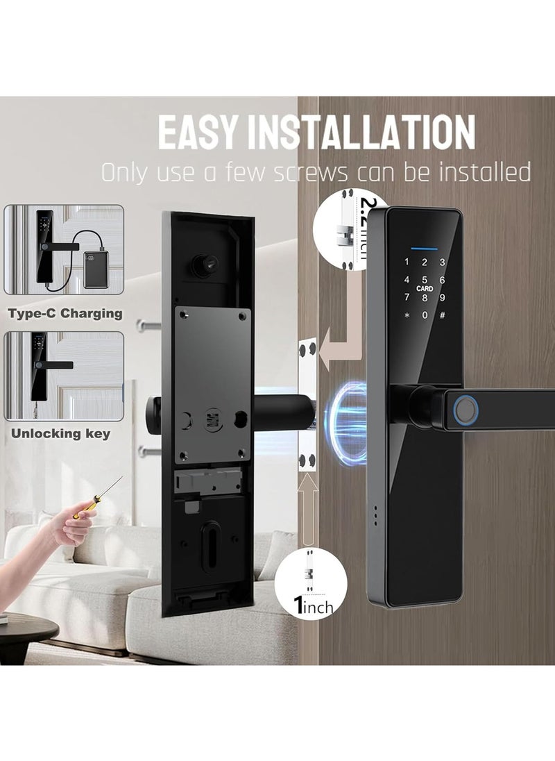Smart Lock,Keyless Entry Door Bluetooth Lock,Fingerprint Door Lock,WiFi Electronic Digital Door Lock with Keypad,Free APP,Auto Lock,Password,IC Card for Home Office Apartment