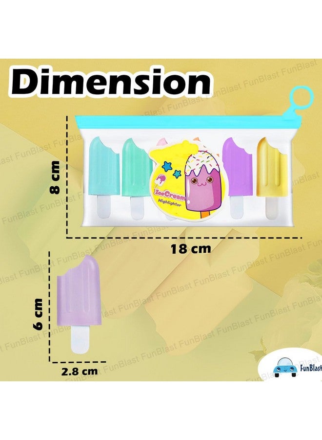 FunBlast Highlighter Pens - 6 Colors Highlighter Pen Set, Aesthetic Highlighters, Chisel Tip Book Marking Pen, Pastel Colors Chisel Tip Marker Pens, Drawing Pens for Office & Writing (Popsicles) - Image 2