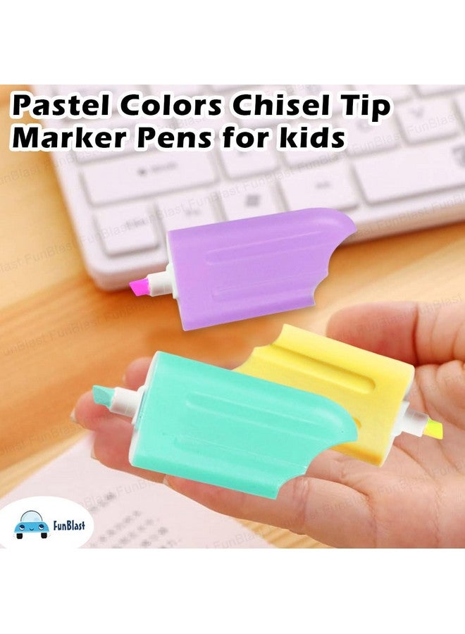 FunBlast Highlighter Pens - 6 Colors Highlighter Pen Set, Aesthetic Highlighters, Chisel Tip Book Marking Pen, Pastel Colors Chisel Tip Marker Pens, Drawing Pens for Office & Writing (Popsicles) - Image 5