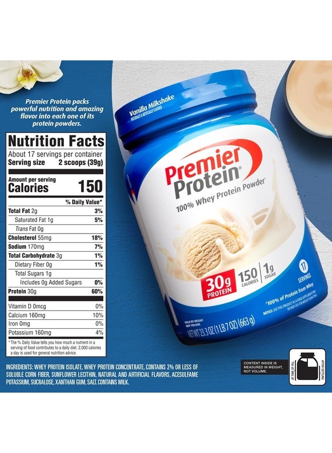Premier Protein Powder, Vanilla Milkshake, 30g Protein, 1g Sugar, 100% Whey Protein, Keto Friendly, No Soy Ingredients, Gluten Free, 17 Servings, 23.3 Ounces - Image 5
