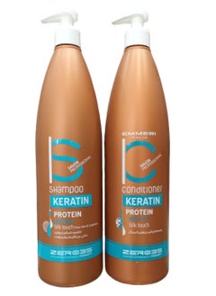 zero35 Shampoo 1000 ml and Italian Conditioner 1000 ml for hair Keratin Protein Anti  Frizz Kit for hair Treatment Free of Sulfates and salt 