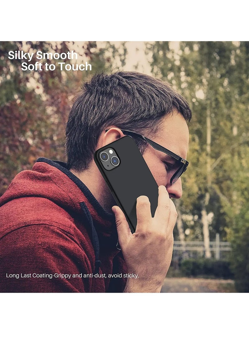 جراب متوافق مع iPhone 14 / iPhone 13، جراب واقٍ كامل الجسم من السيليكون السائل مع [مضاد للخدش] [بطانة من الألياف الدقيقة الناعمة] [واقي للكاميرا] لهاتف iPhone 14 / iPhone 13 مقاس 6.1 بوصة، أسود - Image 4
