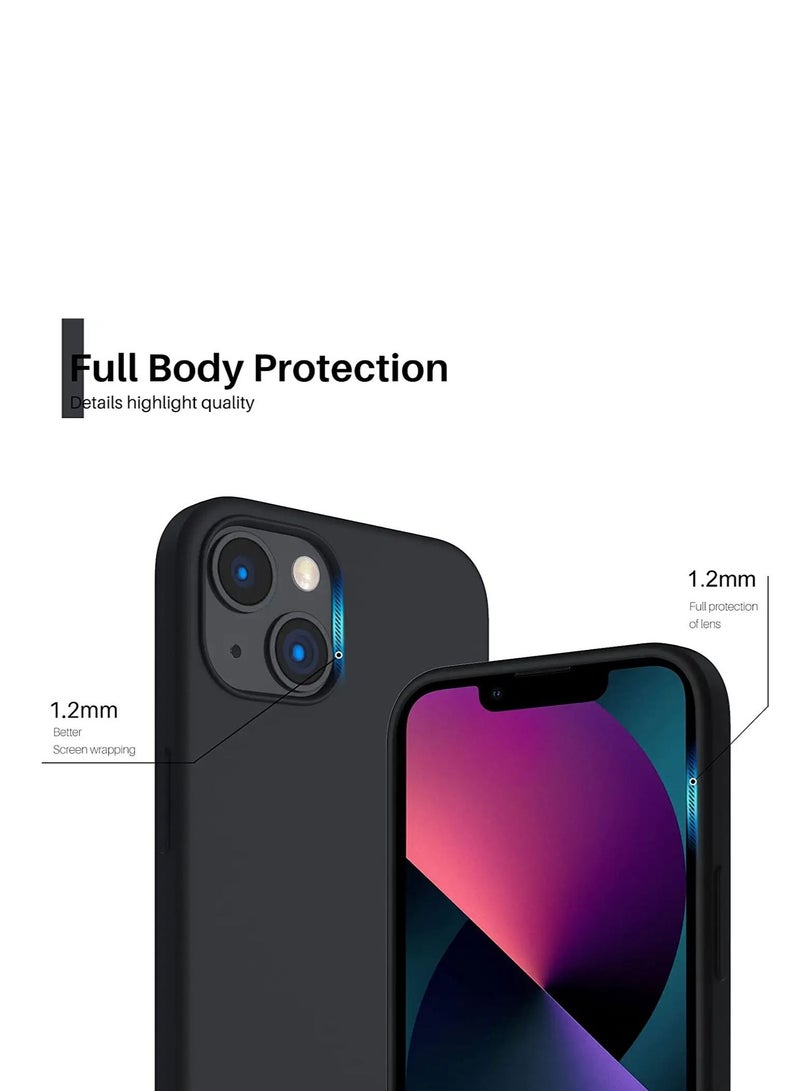 جراب متوافق مع iPhone 14 / iPhone 13، جراب واقٍ كامل الجسم من السيليكون السائل مع [مضاد للخدش] [بطانة من الألياف الدقيقة الناعمة] [واقي للكاميرا] لهاتف iPhone 14 / iPhone 13 مقاس 6.1 بوصة، أسود - Image 3