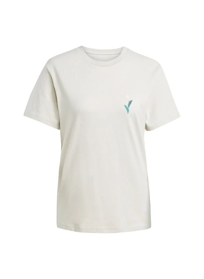 Adidas Adidas W Tiro T Beige Graphic Tee (Short Sleeve) T-Shirts For Women