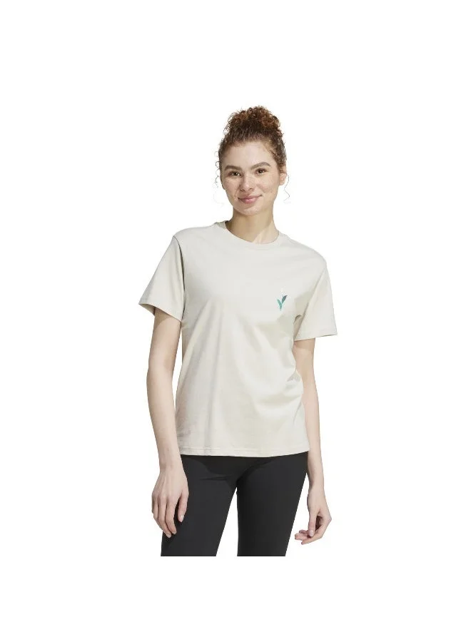Adidas Adidas W Tiro T Beige Graphic Tee (Short Sleeve) T-Shirts For Women