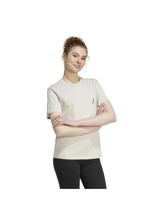 Adidas Adidas W Tiro T Beige Graphic Tee (Short Sleeve) T-Shirts For Women