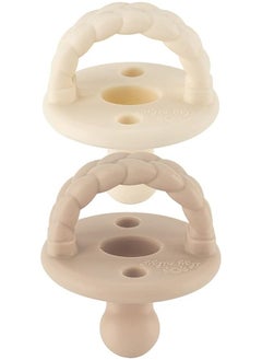 Itzy Ritzy Itzy Ritzy Sweetie Soother Silicone Orthodontic Pacifiers with Collapsible Handle & Two Air Holes for Added Safety, Set of 2 in Buttercream & Toast, for Ages 0-6 Months  - Image 2