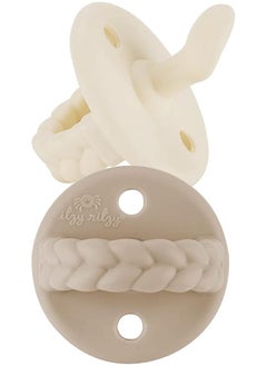 Itzy Ritzy Itzy Ritzy Sweetie Soother Silicone Orthodontic Pacifiers with Collapsible Handle & Two Air Holes for Added Safety, Set of 2 in Buttercream & Toast, for Ages 0-6 Months  - Image 1