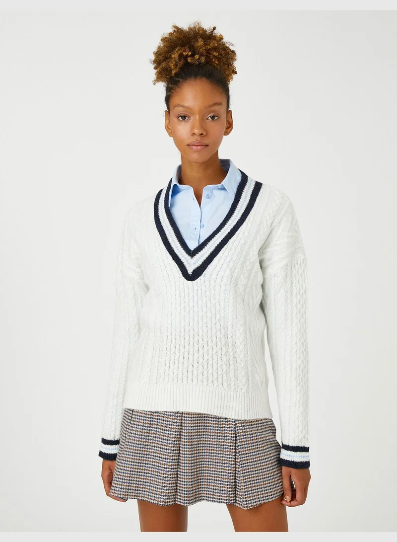 كوتون V Neck Sweater