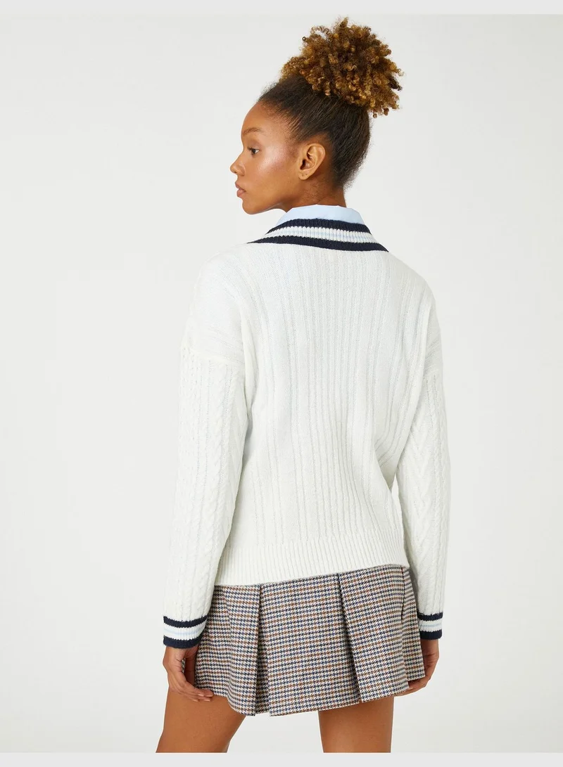كوتون V Neck Sweater