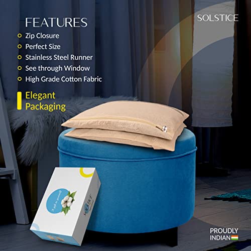 SOLSTICE cotton big saree covers / bags for storage single (18 x 15 Inches) for big silk sarees, lehengas, clothes with Zipper Closure (with Window - Pack of 10) - Image 5