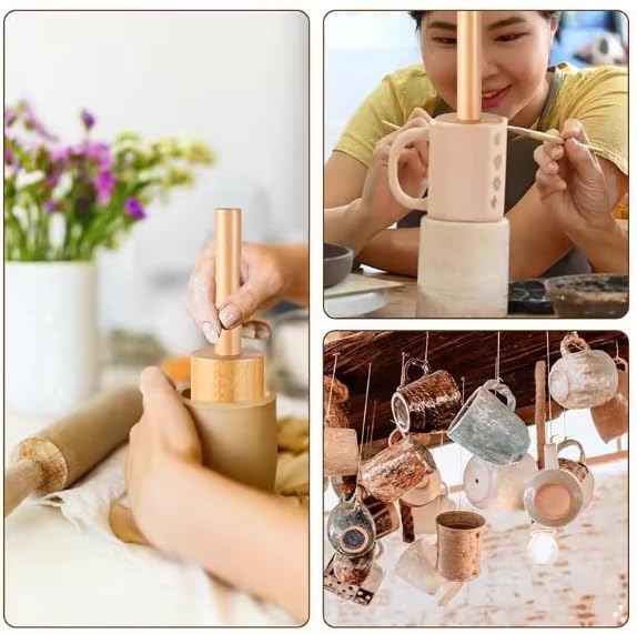 Lampstop Cup Pottery Molds Clay Tools 3.1" & 3.4" & 3.7" Set of 3 Wooden Pottery Tools for Creating Pottery Mug Vases (Style A) - Image 4