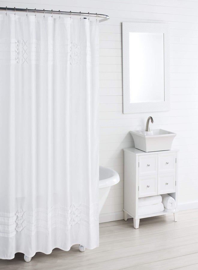 City Scene Triple Diamond Shower Curtain, 72" x 72", White - Image 1