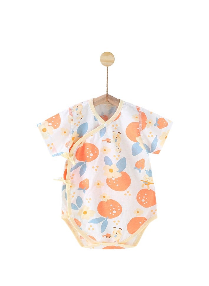 (80cm)Baby short-sleeve bodysuit, summer thin style, newborn clothes, pure cotton seamless baby jumpsuits, triangle romper 