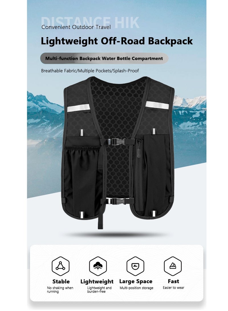 شو وو سترة ترطيب للجري قابلة للتنفس، حقائب ظهر خفيفة الوزن عاكسة للجري مع زجاجة مياه ناعمة سعة 500 مل، سترة ترطيب قابلة للتعديل لسباق الماراثون والجري وركوب الدراجات والمشي لمسافات طويلة والتسلق - Image 4