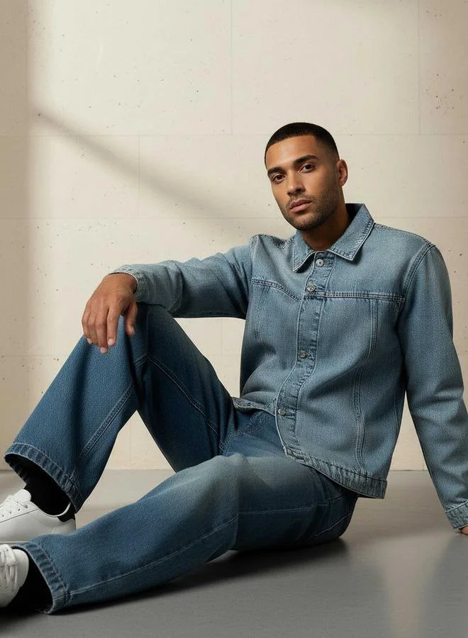 Lee Cooper  Lee Cooper Men Regular Fit Denim Trucker Jacket for Men | Best Price UAE