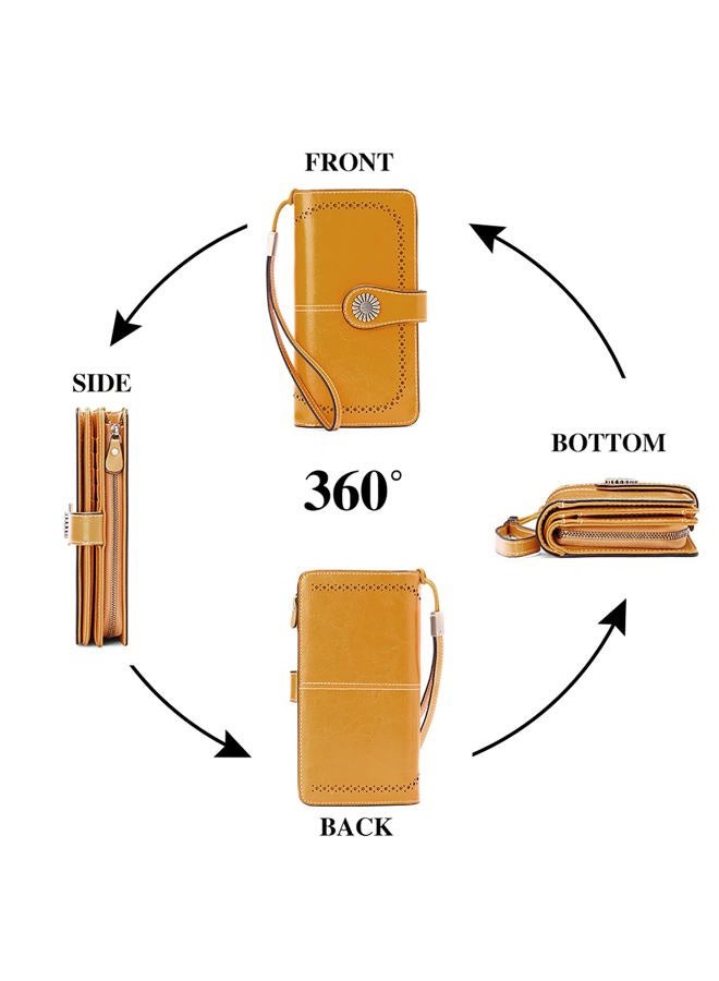 SENDEFN Elegant 24 Slots Womens RFID Wallets Large Capacity Leather Long Trifold Clutch Purse - Image 4