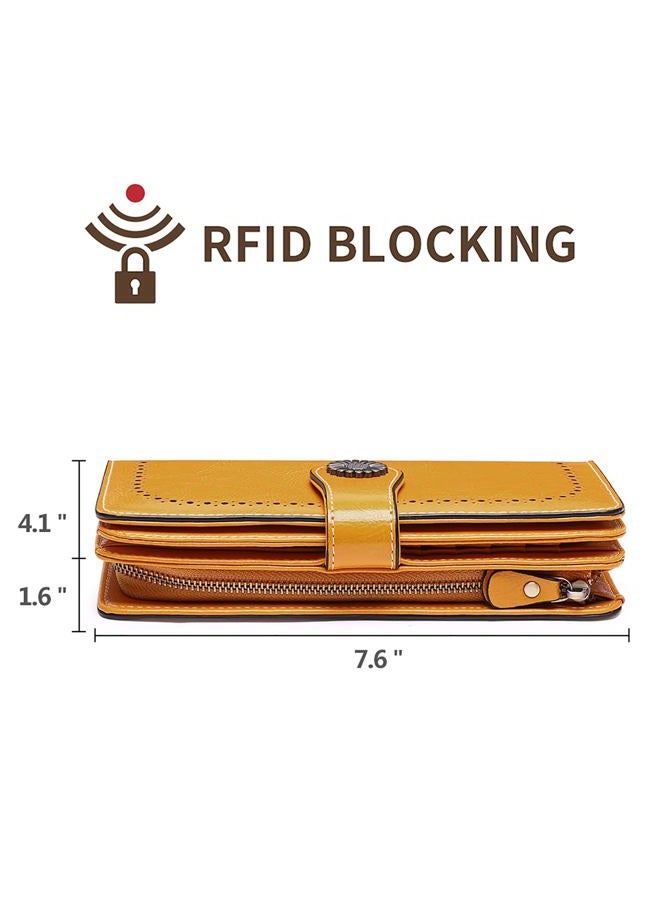 SENDEFN Elegant 24 Slots Womens RFID Wallets Large Capacity Leather Long Trifold Clutch Purse - Image 5