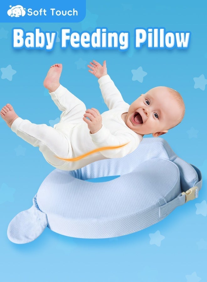 سوفت تاتش وسادة رضاعة للرضاعة الطبيعية، وسادة رضاعة للأطفال، وسادة تغذية للأطفال مع حزام خصر قابل للتعديل وغطاء وسادة قابل للإزالة، دعم مريح أساسي للأم والطفل، مستلزمات الأطفال حديثي الولادة - Image 1