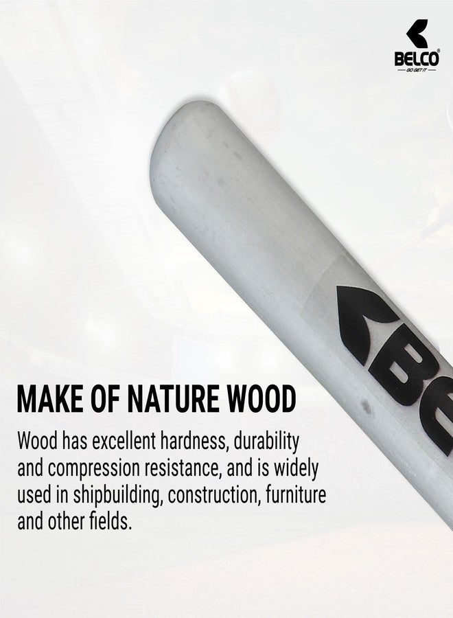 BELCO Wooden Baseball bat - Heavy Duty Solid Sports basebat | Ideal for self Defence | Made in India Wooden Finish Easy to Carry-Wood Base Ball bat (Silver) - Image 3