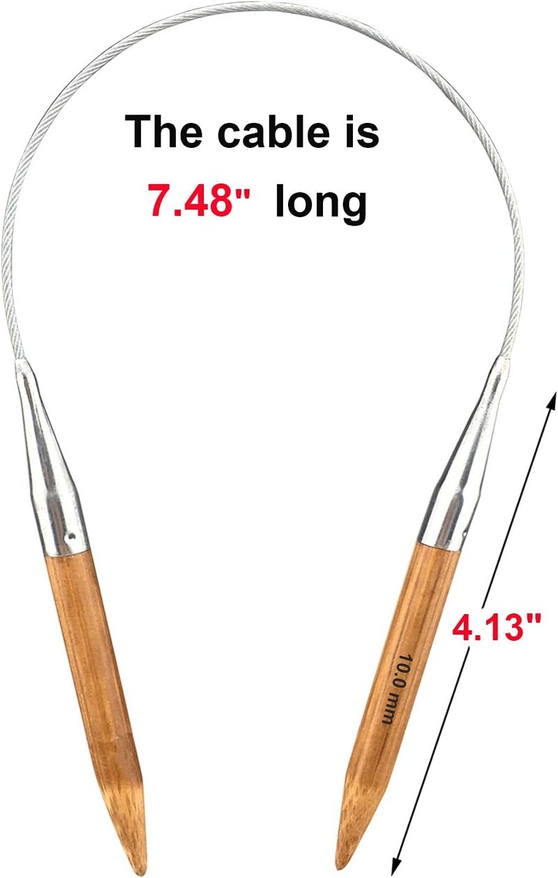 Mdoker Bamboo Circular Knitting Needle Size 15 16 Inch Circular Knitting Needles for Handmade Knitting DIY and Any Weaven Yarn Projects(US Size 15,10mm) - Image 2