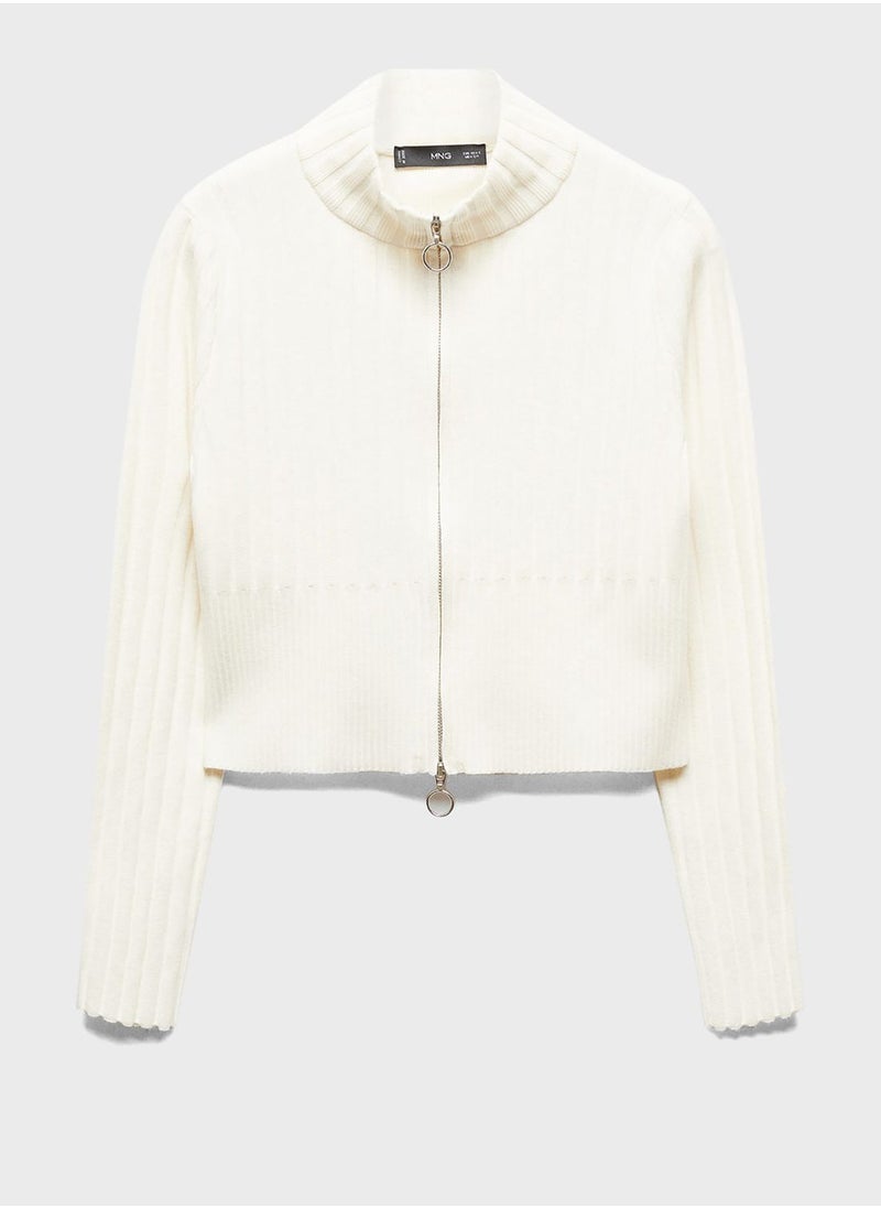 MANGO - Zip Detailed Cardigan - Image 1