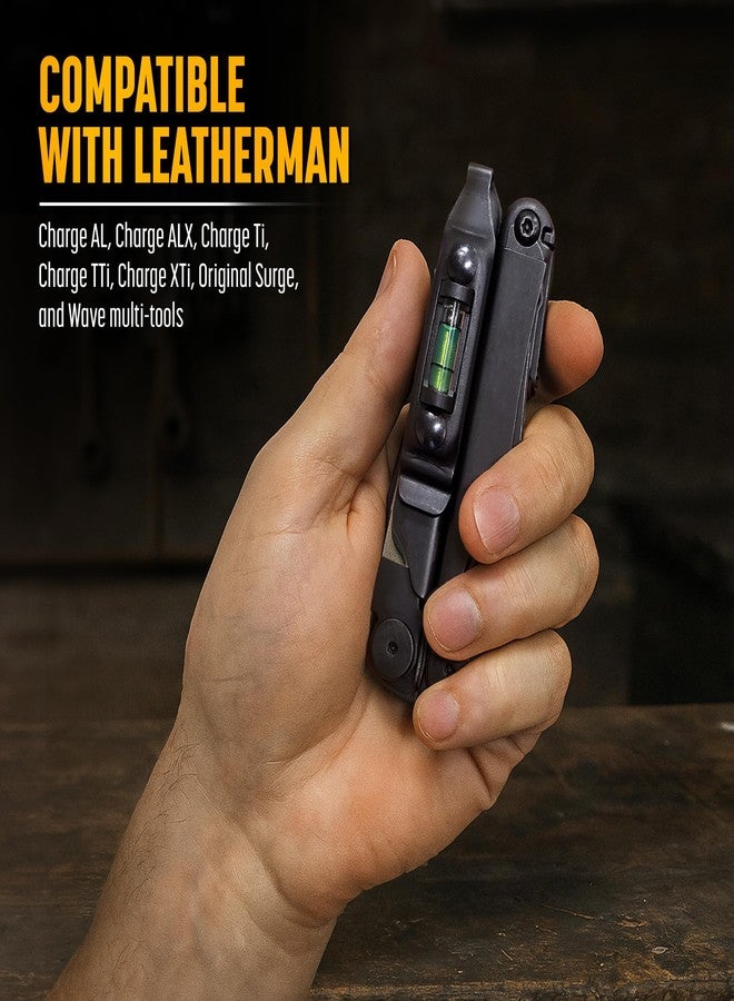Galvanox Pocket Clip for Leatherman with Built-in Level and Quick Release Lanyard Ring, Fits Charge/Wave/Surge Multitool Models and more, Durable Carbon Steel (Black) - Image 2