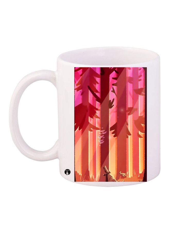 Tree Printed Coffee Mug White/Brown/Pink 11ounce