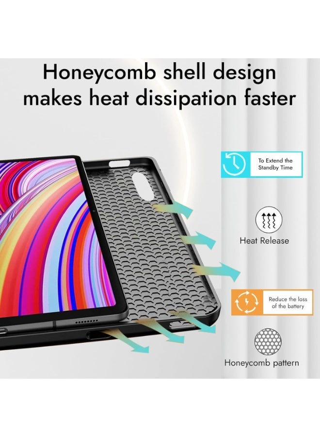 Muzz Trifold Flip Cover Case for Redmi Pad Pro 5G 12.1 inch Tablet Auto Sleep Wake with Pen Holder (Black) - Image 3