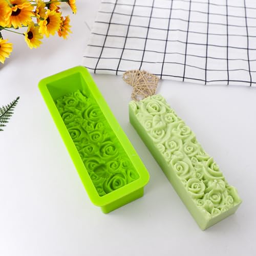 DD-life 2 Pcs Flexible Rectangular Rose Soap Silicone Mold Flowers Craft Art Silicone Soap Mold Candle Making for Homemad Soap Crafts - Image 3