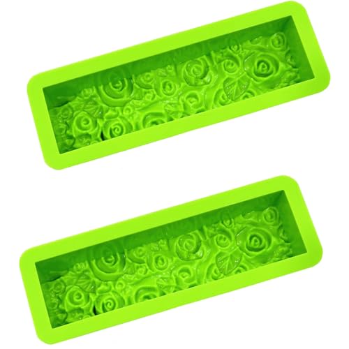 DD-life 2 Pcs Flexible Rectangular Rose Soap Silicone Mold Flowers Craft Art Silicone Soap Mold Candle Making for Homemad Soap Crafts - Image 1