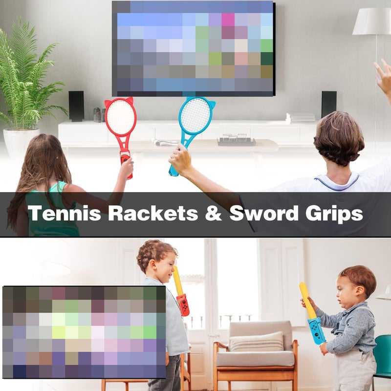 MAKINGTEC 14 in 1 Switch Sport Games Accessories Bundle for Nintendo Switch Games, Including Tennis Rackets Swords Golf Clubs Grips Boxing Grips Leg and Wrist Straps - Image 4