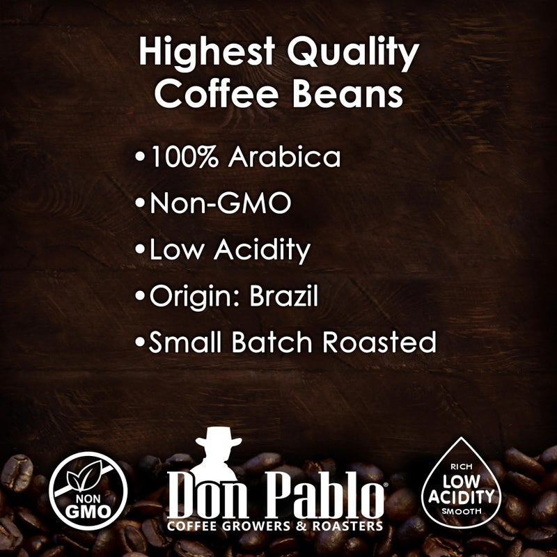 Cafe Don Pablo قهوة دون بابلو الذواقة 2LB - برازيل سيرادو - تحميص متوسط داكن - قهوة حبوب كاملة - 100% حبوب أرابيكا - حموضة منخفضة وغير معدلة وراثيًا - كيس 2 رطل - Image 3