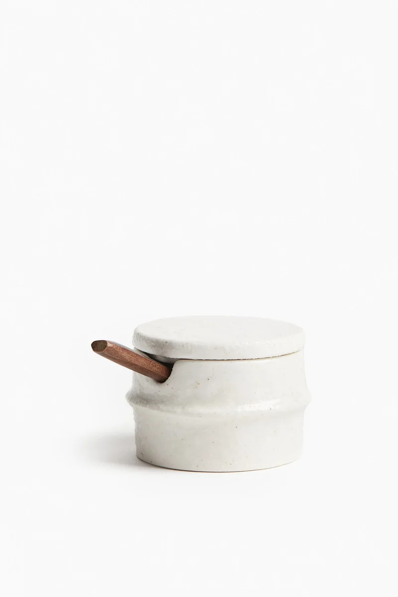 H&M Stoneware salt jar