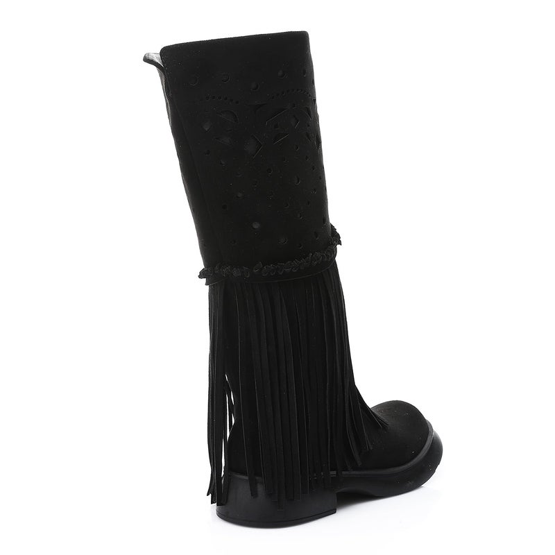 Mr.joe Western Fringe Mid-Calf Boots  Black - Image 4