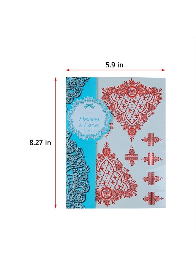 PPVWEY 10 Sheets Henna Tattoos Temporary Henna Stickers 5Pcs Red + 5Pcs Black Tattoo Stickers Women Body Art Stickers for Wedding Party (5 Red+5 Black) - Image 4