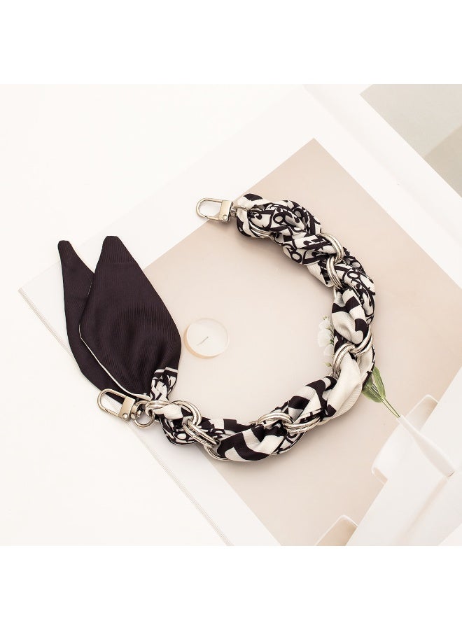 NIBEMINENT Beaded Phone Lanyard, Anti Lost Removable Wrist Strap, Weaving Silk Scarf Bracelet Pendant, Phone Keychain Lanyard, White