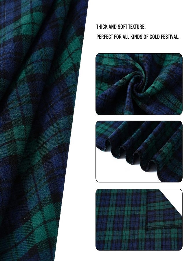 E-Clover Christmas Dog Bandanas Boy & Matching Scrunchie Set Plaid Dog Scarf Kerchief for Medium Large Dog Pet Bandana Owner Gifts Blue Green Fall - Image 5