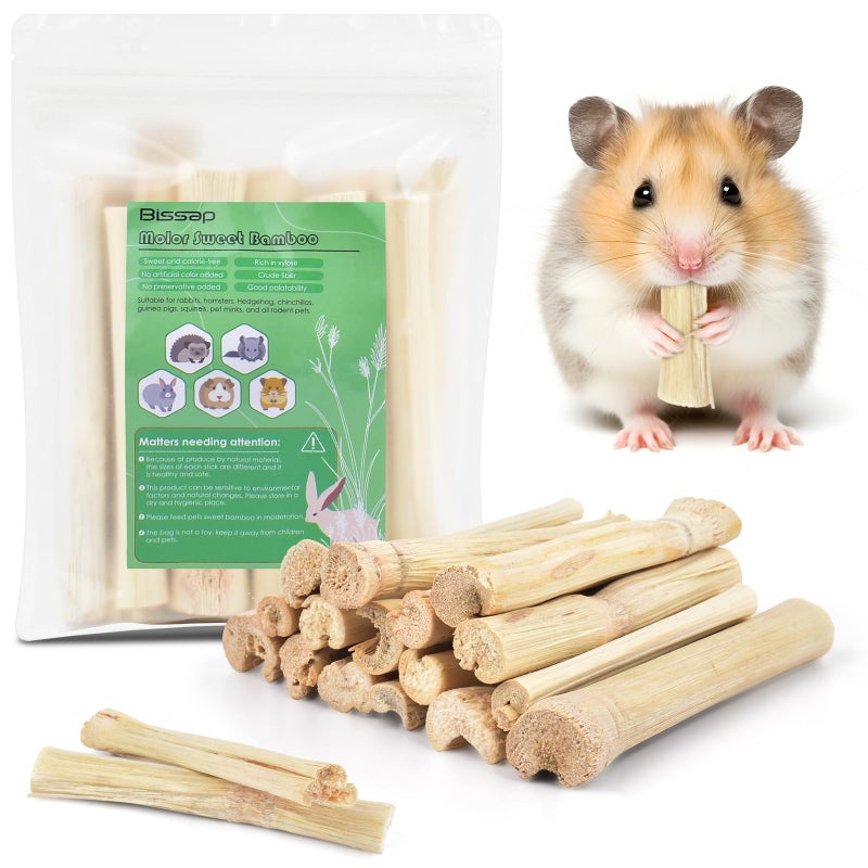 Bissap 170g03Ib Sweet Bamboo Sticks for Rabbits Bunny Chew Toys for Rabbits Hamster Chinchilla Guinea Pigs Rabbit Squirrel Small Animals Natural Treats Teeth Grinding Chew Sticks - Image 2