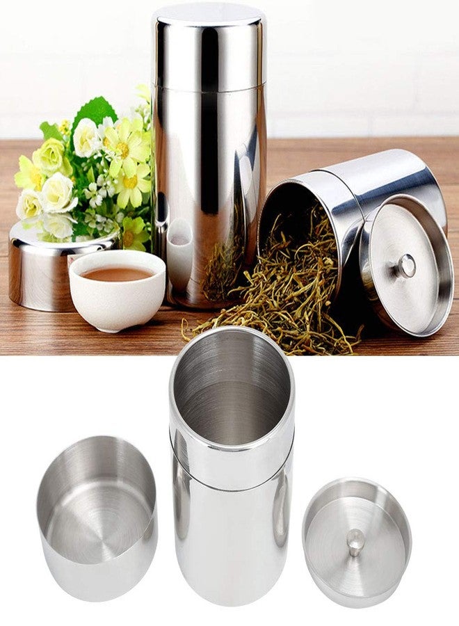 BORDSTRACT Tea Tin Canister with Airtight Double Lids, Tea Container for Loose Tea and Tea Bags 304 Stainless Steel (400ML) - Image 2