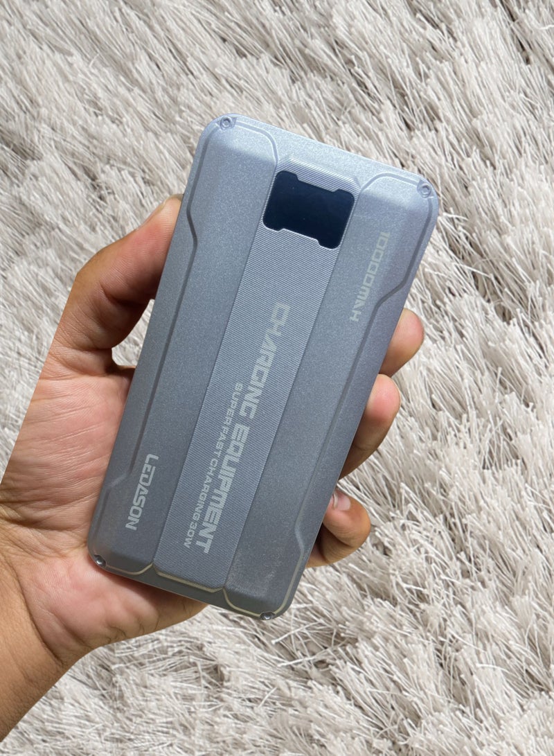 LEDASON 10000mAh 30W Slim Power Bank | Ultra-Fast Charging with USB-C & USB-A, LED Display – Portable & Lightweight Battery Pack | Gray - Image 1