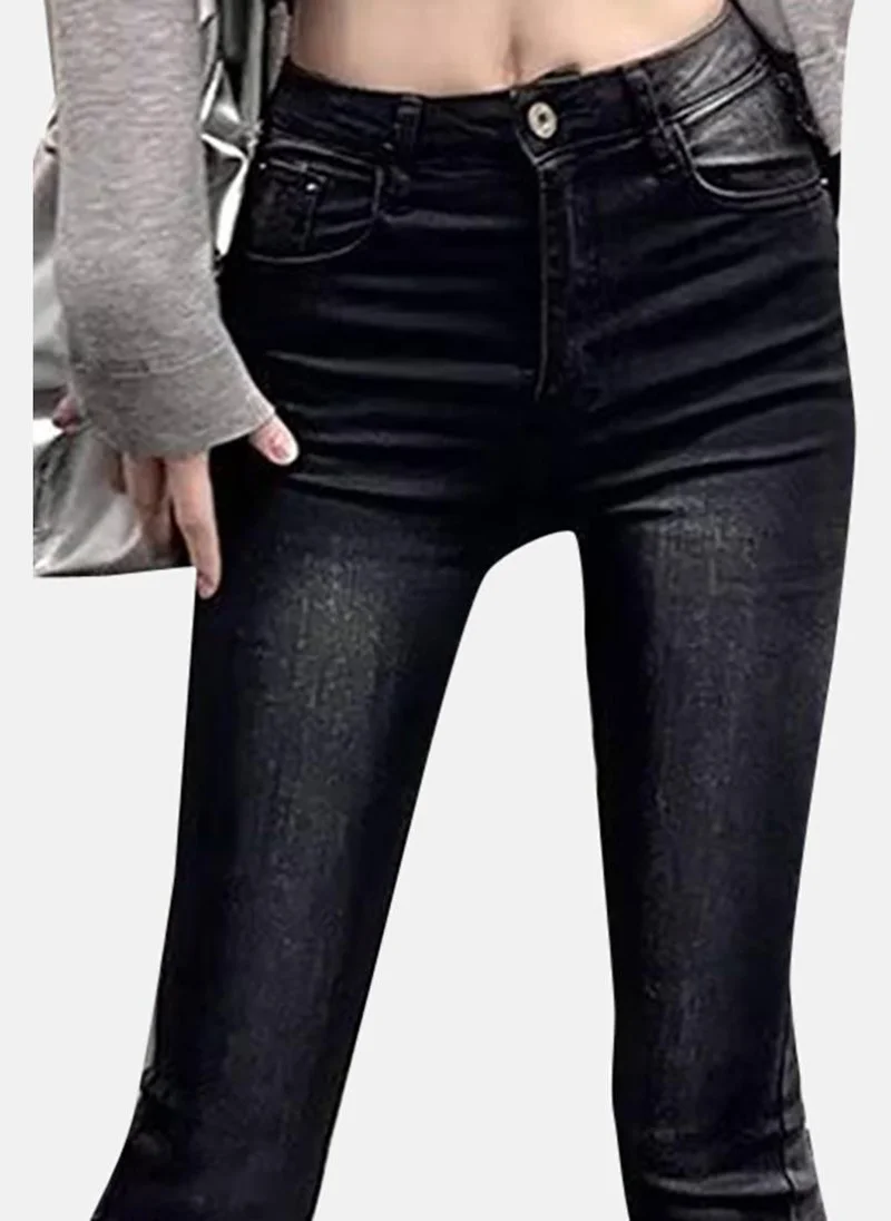 YUNIQEE Black Solid Mid Rise Skinny Fit Bootcut & Flared Jeans