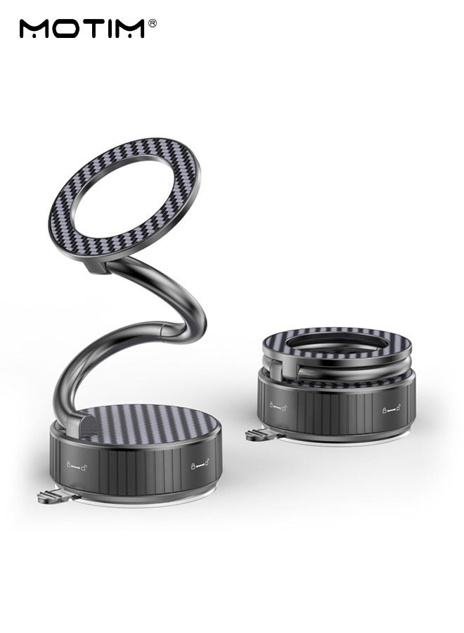 Motim Magnetic Car Phone Holder with Suction Cup, 360° Rotating Vacuum Magnetic Car Phone Mount with N52 Strong Magnet, Foldable Phone Stand for Windscreen/Desk/Smooth Surface, for All Smartphone - Image 1