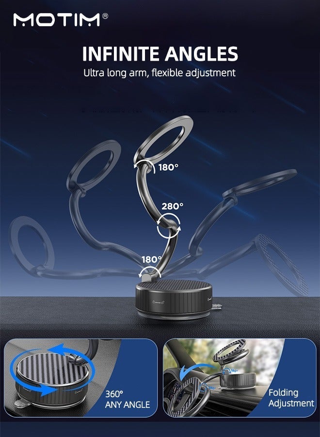 Motim Magnetic Car Phone Holder with Suction Cup, 360° Rotating Vacuum Magnetic Car Phone Mount with N52 Strong Magnet, Foldable Phone Stand for Windscreen/Desk/Smooth Surface, for All Smartphone - Image 3