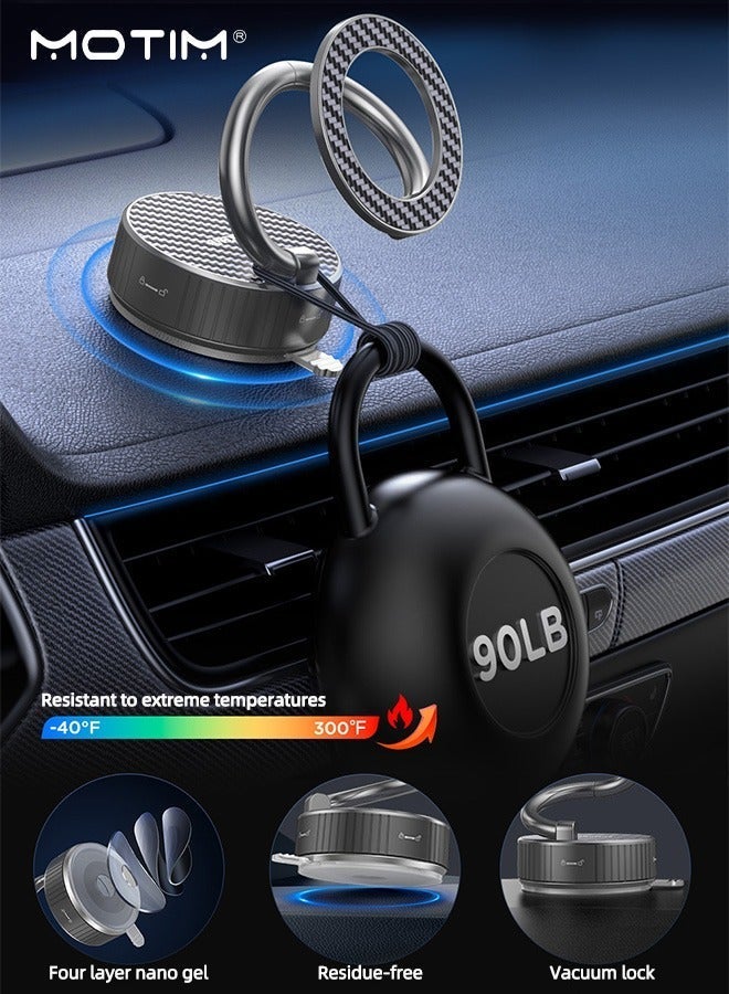 Motim Magnetic Car Phone Holder with Suction Cup, 360° Rotating Vacuum Magnetic Car Phone Mount with N52 Strong Magnet, Foldable Phone Stand for Windscreen/Desk/Smooth Surface, for All Smartphone - Image 4