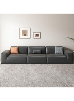 Comfynest Faux Leather Modern Black Sofa With Square Arm And Tear Resistant 330.2 X 99.06 X 81.29 Cm Black  - Image 5