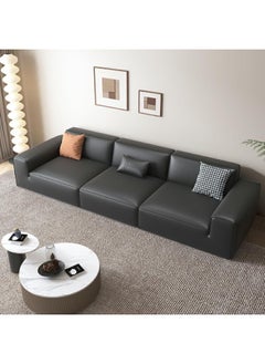 Comfynest Faux Leather Modern Black Sofa With Square Arm And Tear Resistant 330.2 X 99.06 X 81.29 Cm Black  - Image 3