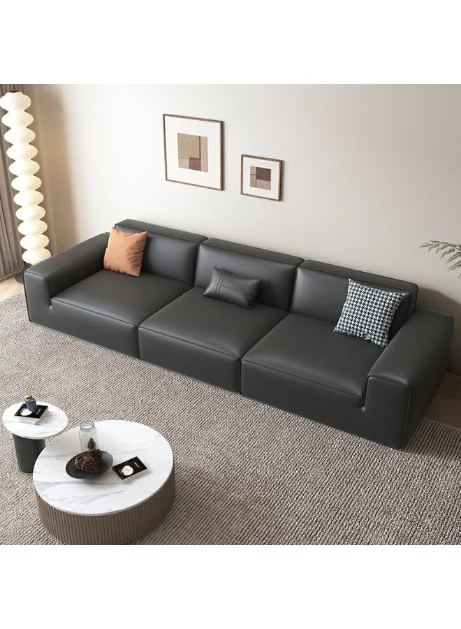 Comfynest Faux Leather Modern Black Sofa With Square Arm And Tear Resistant 330.2 X 99.06 X 81.29 Cm Black  - Image 3