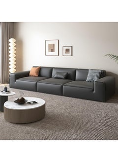 Comfynest Faux Leather Modern Black Sofa With Square Arm And Tear Resistant 330.2 X 99.06 X 81.29 Cm Black  - Image 4