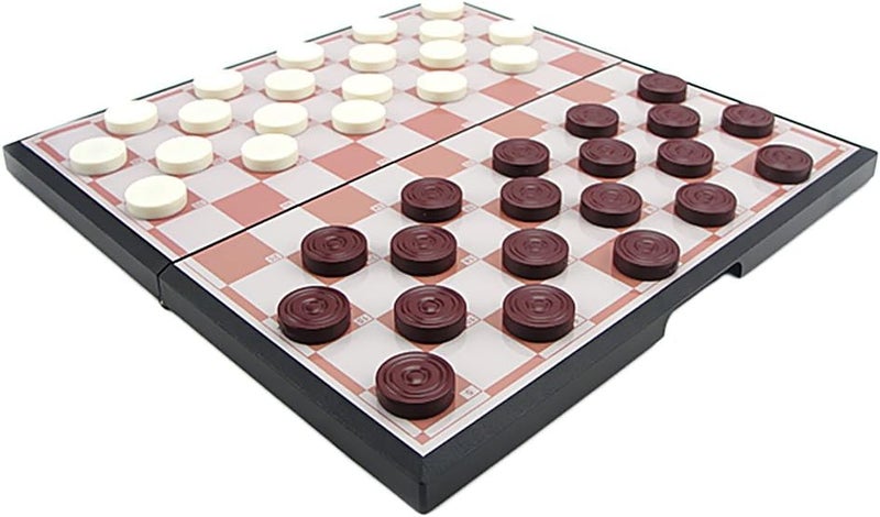 klarako Draughts Chess Game Set, 50 Pieces Chess Pieces, Magnetic & Folding Chessboard, Plastic International Ches Travel Checkers Set - Image 5